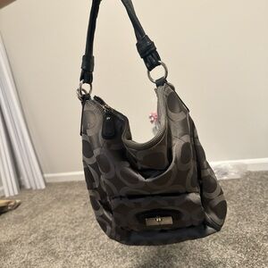 Coach Signature Shoulder Bag in Charcoal and Black